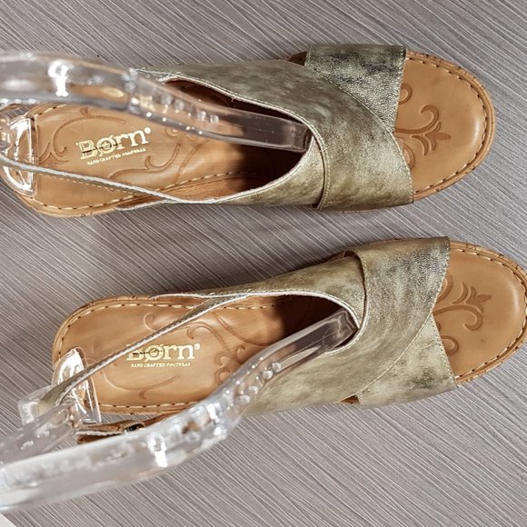 Børn 'Jenni' Demi-Wedge Sandal Cream Metallic Leather Women's Size 10 M - Picture 5 of 9